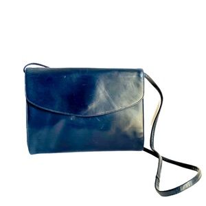 Vintage Navy Blue Leather Purse Shoulder Clutch